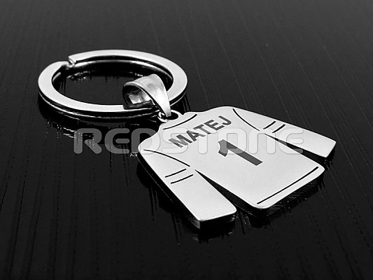 Oceľová kľúčenka hokejový dres s menom a číslom